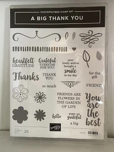 Stampin Up Fotopolymer Stempelset im Ruhestand Ein großes Dankeschön Dankbarkeit Freundschaft - Bild 1 von 2