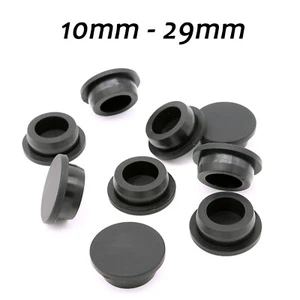 Black Round Silicone Rubber Seal Hole Plugs Blanking End Caps Seal Bung 10-29mm - Picture 1 of 5