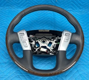 Infiniti QX80 Steering Wheel w/ Switch & Wood Trim Black 2015 2016 2017 OEM - Picture 1 of 11