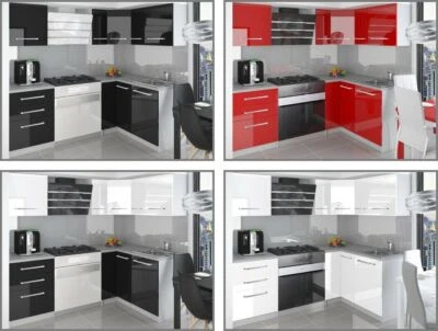 Eck Küchenzeile L-Form INFINITI III Hochglanz verschiedene Farbkombinationen  - Bild 1 von 2