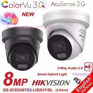 Hikvision Ai 8MP ColorVu 3.0 AcuSense Audio PoE IP Camera DS-2CD2387G3-LIS2UY/SL - Picture 1 of 18