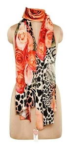 Nueva bufanda/estola/chal de invierno rosa melocotón rosa y estampado animal lana y seda para mujer - Imagen 1 de 6