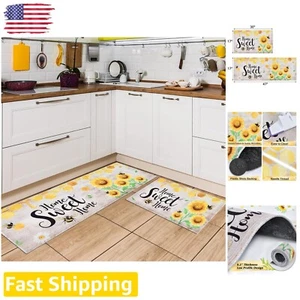 Waterproof Sunflower Kitchen Area Rugs - Easy-Care Mats for Stain Protection - Picture 1 of 9