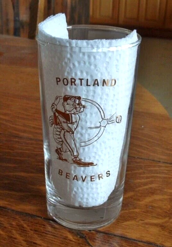orig./Gem!!! 1960's PCL Portland Beavers **BASEBALL GLASSWARE** with Mascot Cover
