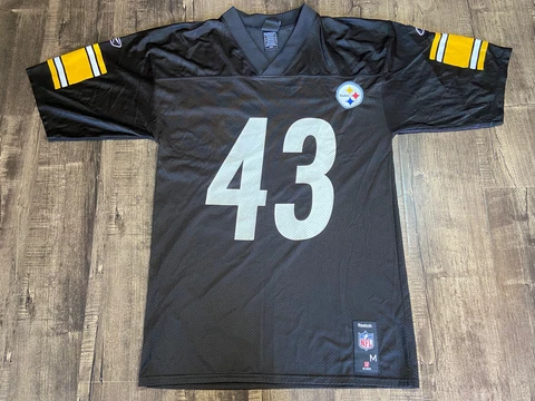 NFL Team Apparel Reebok Mens Medium Troy Polamalu Black Steelers Jersey #43 Cover