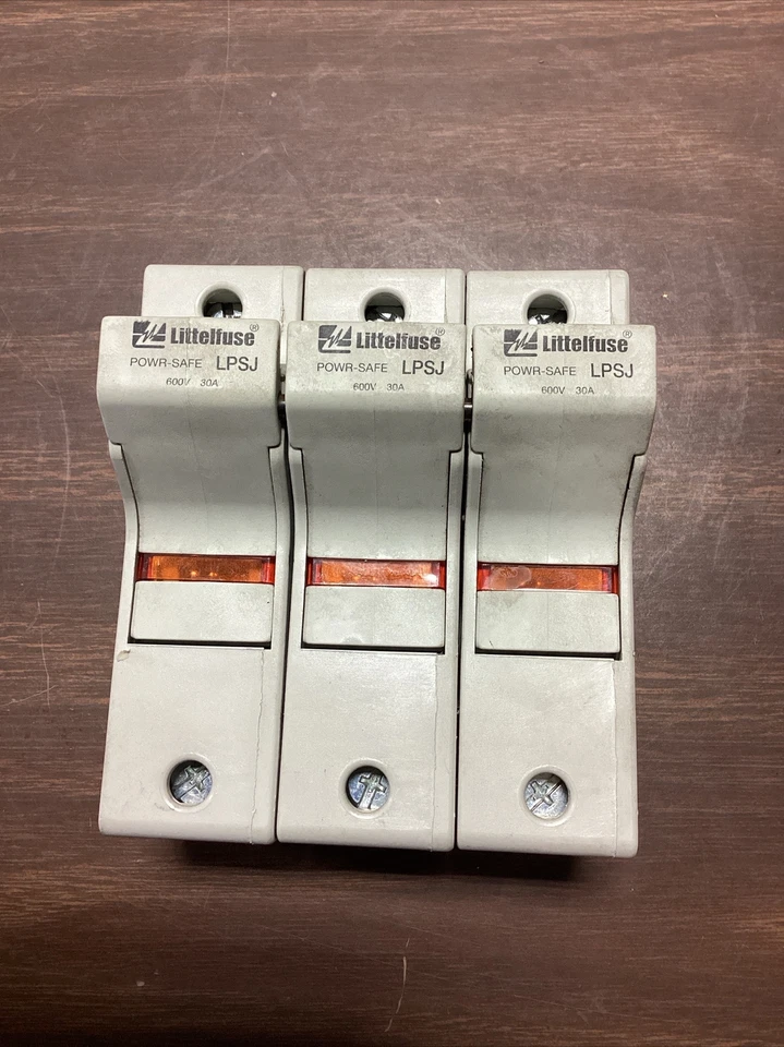 Qty 3 Littlefuse LPSJ30-31D 30Amp 600V 3-Pole Class J Fuse Holder DIN Mount - Image 1 of 4