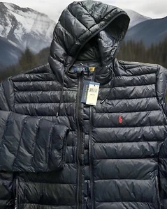 POLO RALPH LAUREN PACKABLE HOODED DOWN PUFFER JACKET COAT NAVY SIZE BIG+TALL 3XB - Picture 1 of 6