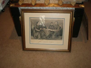 Antique ORIGINAL Currier & Ives Black & White Lithograph The Lincoln Family - Picture 1 of 8