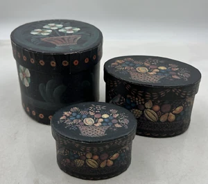 Bobs Boxes Nesting Boxes Rustic Primitive Blue Floral Trio - Picture 1 of 24