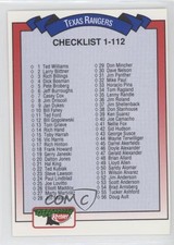 1993 Keebler Texas Rangers Checklist Cards 1-112 #442