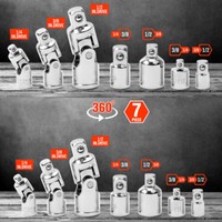 7 Pcs Swivel 1/4" 3/8" 1/2" CR-V Drive Universal Joint Adapter Air Impact Socket