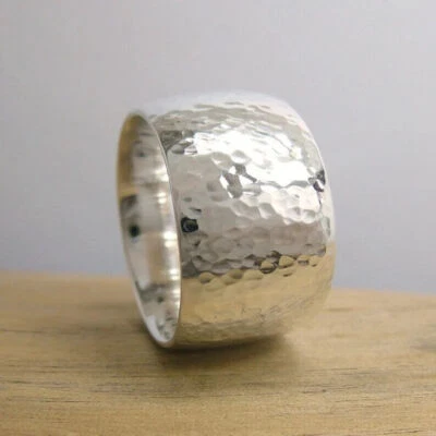 Solid 925 Sterling Silver Hammer Dome Ring Stackable Ring Handmade Ring All Size - Image 1 of 4