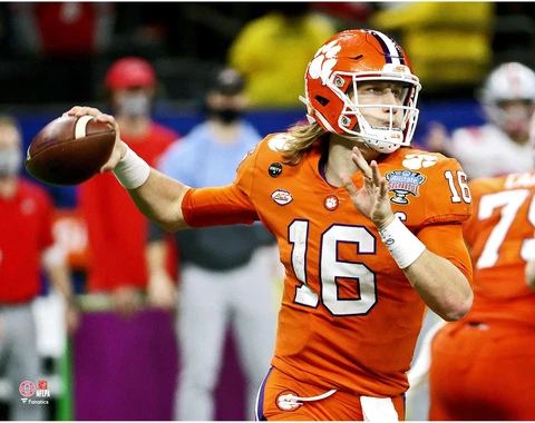 Trevor Lawrence Clemson Tigers Unsigned Passing Photograph Cover