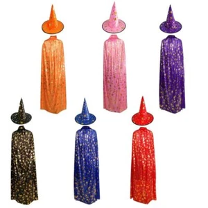 Kid Halloween Costume Witch Wizard Robe Cape Cloak with Hat Fancy Dress; - Picture 1 of 29