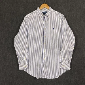 Ralph Lauren Mens 16.5 32/33 Long Sleeve Button Down Shirt Blue Shadow Stripe - Picture 1 of 14