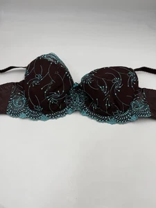 Fit Fully Yours Lingerie Size 36 DD Chocolate Embroidered Plunge Underwire Bra - Picture 1 of 15