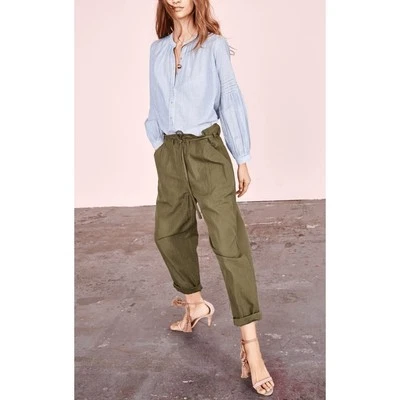 Pantalones Ulla Johnson Mujer 6 Agata Lino Pierna Ancha Oliva Sueltos Cinturón Lagenlook Foto 1 de 4