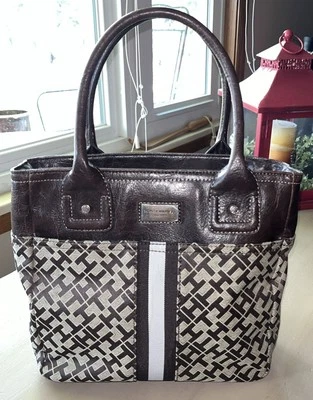 Vintage Tommy Hilfiger Purse Brown Tan/ Black Inside Red Leather Label Satchel - Image 1 of 4