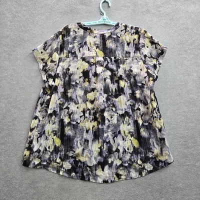 Просто Вера Wang женщин блузка 1 X многоцветный цветочный кнопка декольте - Изображение 1 из 4