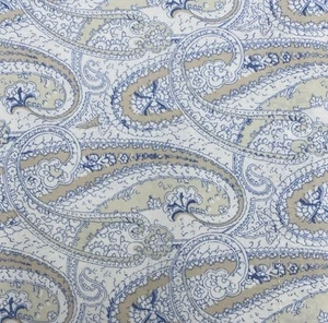 LAUREN RALPH LAUREN Queen Flat Sheet Paisley Blue Khaki White Multi 100% Cotton - Picture 1 of 4