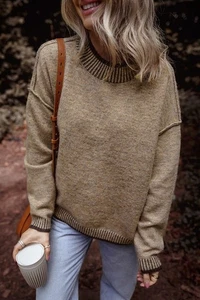 River Contrast Trim Mock Neck Sweater - Picture 1 of 5