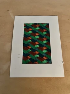 Cinta tejida a mano vintage arte Mcm moderno 3x5 diseño geométrico Chevron mate  - Imagen 1 de 8