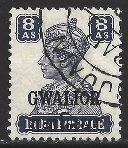 Indien-Gwalior, Scott #110, Aufdruck 8a King George VI., gebraucht - Bild 1 von 1