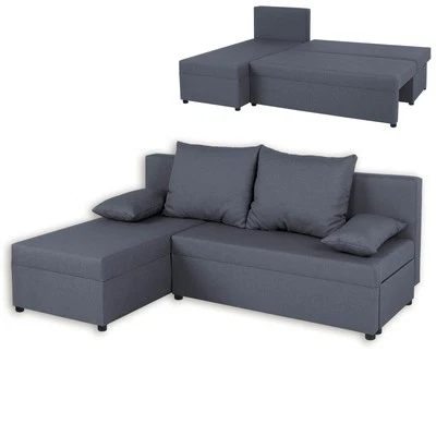 Ecksofa - grau - Webstoff - mit Liegefunktion Sofa Wohnlandschaft Couch - Bild 1 von 4