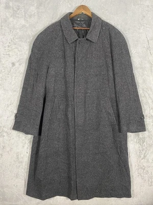 Vintage Oleg Cassini Coat Mens 48 Long Gray Wool Cashmere Soft Tweed Classic - Image 1 of 4