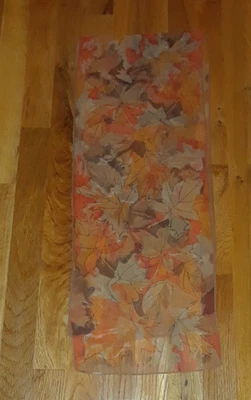 Bufanda oblonga transparente vintage Vera marrón naranja hojas de otoño 53" Foto 1 de 2