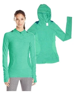 PEARL IZUMI Womens Small Green Workout Running FLASH HOODIE Thumbholes MINT! - Picture 1 of 3