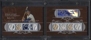 Camiseta deportiva de murciélago usada Topps Sterling Robin Yount 2008 auto #02/10 juego 8 piezas - Imagen 1 de 2