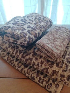 Vintage Ralph Lauren Aragon Badetuch Set 100% Baumwolle Leopardenmuster 4-teilig - Bild 1 von 19
