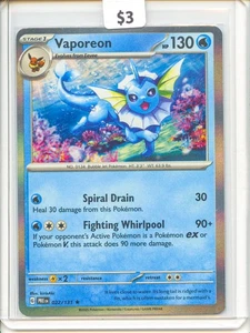 2025 Pokémon PRE Vaporeon Holo Rare #022/131 English NM - Picture 1 of 2