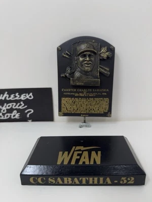 New York Yankees CC Sabathia Hall Fame Rep Cooperstown HOF Plaque SGA 9/25 WFAN - Image 1 of 4