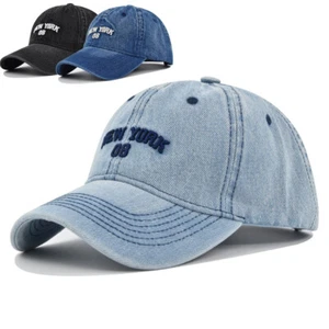 Unisex Denim Washed Embroidered Letter Baseball Caps Women Men Outdoor Sun Hats - Picture 1 of 19