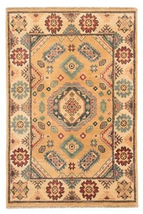 Alfombra oriental kazaja anudada a mano 119x80 cm-nueva, fina, alfombra, alfombra, amarilla - Imagen 1 de 10