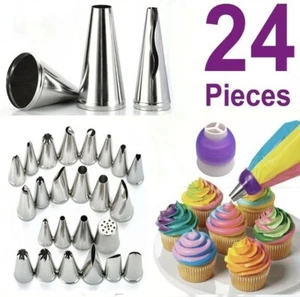 24 PIECES ICING PIPING NOZZLE TOOL SET BOX – CAKE CUPCAKE SUGARCRAFT DECORATING - Picture 1 of 7