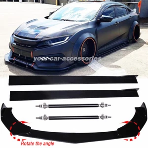 Front Bumper Lip Splitter Spoiler/Side Skirt/ Strut Rods For Honda City 2010 -22 - Picture 1 of 15