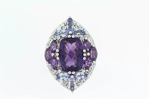 925 Amethyst / Tanzanite / White Topaz Ring ( 10.70 cts) - Picture 1 of 1