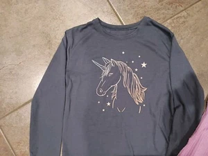 Girls Size 8 Long-Sleeve Unicorn Top - Picture 1 of 2