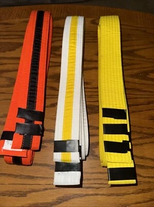 Kids Martial Arts/Karate/Taekwondo Belts  Size 2 - White, Yellow, & Orange - New - Picture 1 of 5