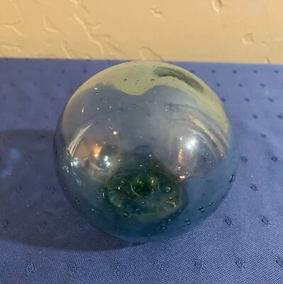 Vintage Japanese Green Blown Glass Fishing Buoy Ball 3 1/2" - Image 1 of 4