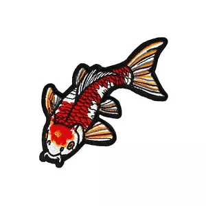 Koi Fish Embroidered Iron-On Patch – Japanese Carp DIY Badge Exclusive Design - Picture 1 of 2