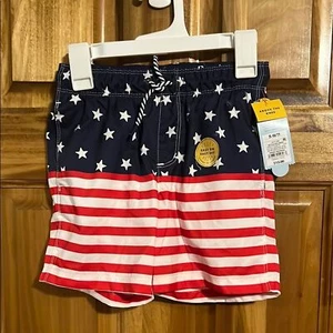 Cat and Jack size small (6/7)Navy and Red Star Striped Swim Shorts - Picture 1 of 1