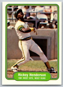 Rickey Henderson 1982 Fleer 1981 Most Hits & Most Runs #643 Oakland Athletics - Picture 1 of 2