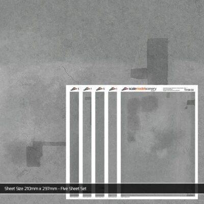 MODEL RAILWAY SCENERY 5 x SHEETS WEATHERED TARMAC/ASPHALT FOR OO GAUGE 1:76 MODEL RAILWAY TX158-OO