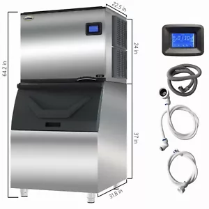 500lbs/24H Commercial Ice Maker Machine 1201W SECOP Compressor Large Storage Bin - Picture 1 of 16