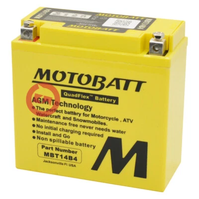 BATTERIA MOTOBATT MBT14B4 12V 12Ah YAMAHA FZS-S-T-FZ1 1000 2001 2002 2003 Foto 1 de 4