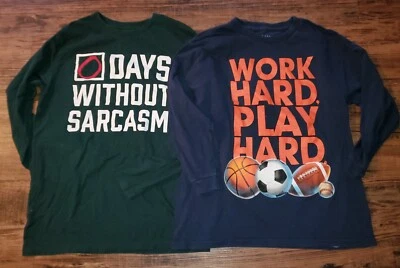 Lote Camisas Gildan Lugar Infantil 10-12 Niños Verde Azul Deportes Manga Larga Foto 1 de 2